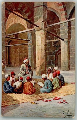 Tanger Tangiers Künstlerkarte Tracht Kinder Schule