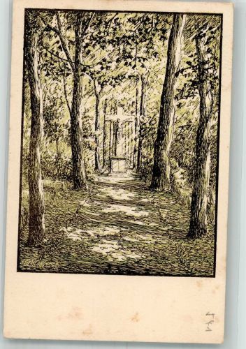 08289 O9412 Schneeberg , Erzgeb 1934 Künstlersteindruck sign. Eiland, Erich Kreuz auf dem Friedhof