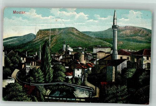 Mostar Gebrauchsspuren Minarett Feldpost WK I