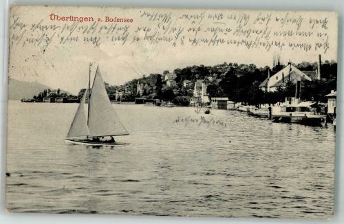 88662 W7770 Überlingen , Bodensee 1916 - Panorama des Ortes Feldpost WK I Zensurstempel