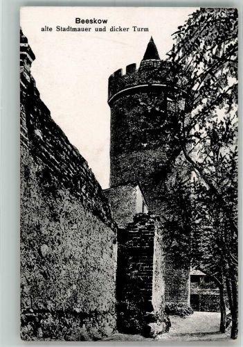15848 O1230 Beeskow 1916 - Alte Stadtmauer mit Dickem Turm Feldpost WK I