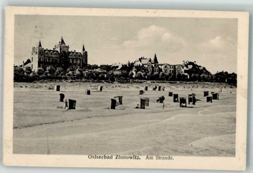 17454 O2238 Zinnowitz , Ostseebad 1922 Gebrauchsspuren Strand