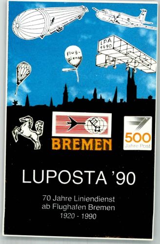 28195 W2800 Bremen 1990 - Luftpostausstellung LUPOSTA '90 Zeppelin Ballon