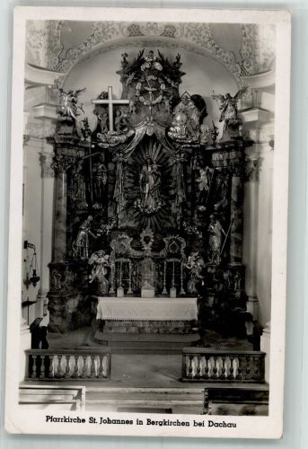 85232 W8066 Bergkirchen , Kr Dachau 1942 Foto AK Altarraum der St. Johannes Kirche