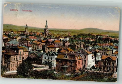 35390 W6300 Gießen , Lahn 1916 - Panorama des Ortes mit der Johanneskirche