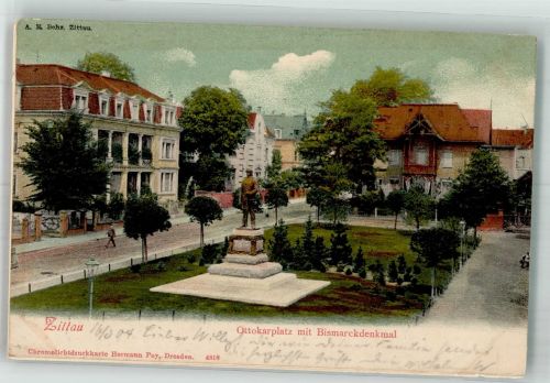 02763 O8800 Zittau 1904 - Ottokarplatz mit Bismarckdenkmal Verlag Hermann Poy 4818