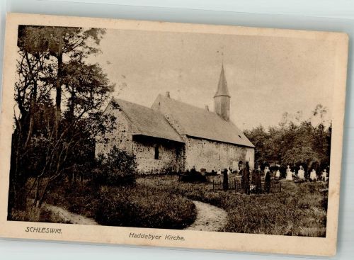 24866 W2381 Haddeby 1918 - St. Andreas Kirche mit Friedhof Feldpost WK I Eckernförde