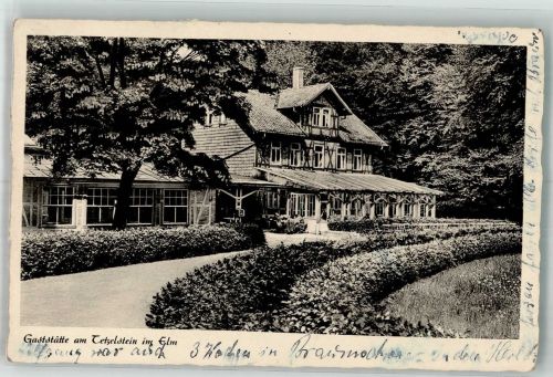 38154 W3308 Tetzelstein Foto AK Gasthaus am Tetzelstein am Elm Notopfermarke