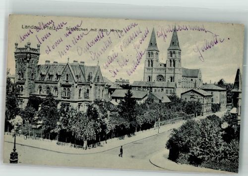 76829 W6740 Landau in der Pfalz - Schlösschen mit Stadtpfarrkirche St. Maria