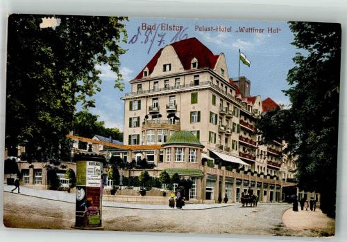 08645 O9933 Bad Elster 1916 - Palast-Hotel Wettiner Hof Litfaßsäule Verlag Hermann Poy 6792