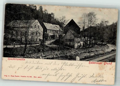 01734 O8222 Rabenau , Sachs 1905 - Spechtritzmühle im Rabenauer Grund Fotograf Hugo Engler