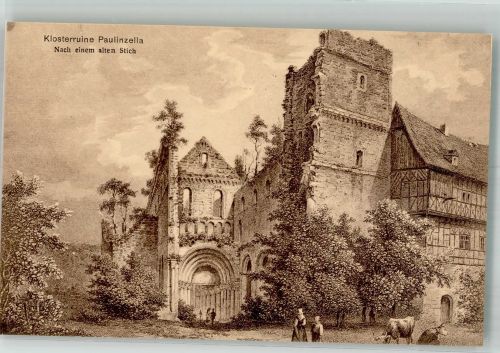 07422 O6821 Paulinzella Künstlerkarte Klosterruine nach altem Stich