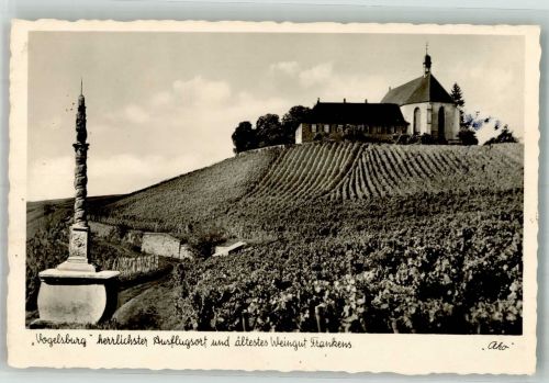 97332 W8712 Volkach Foto AK Vogelsburg Hüttenstempel