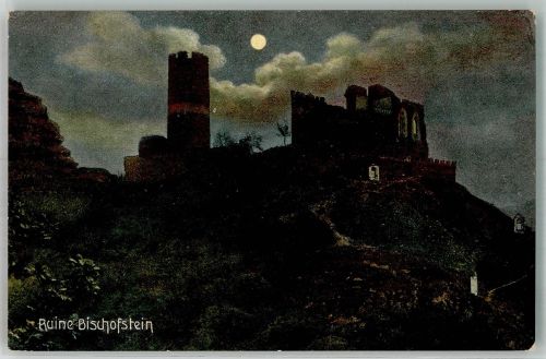 56294 W5401 Lasserg Mondschein Ruine Bischofstein