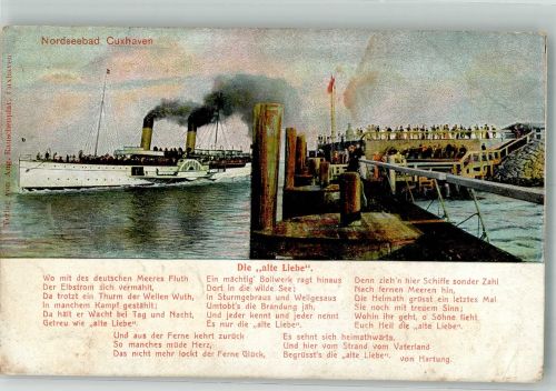 27472 W2190 Cuxhaven 1924 Lieder AK Die Alte Liebe Dampfer