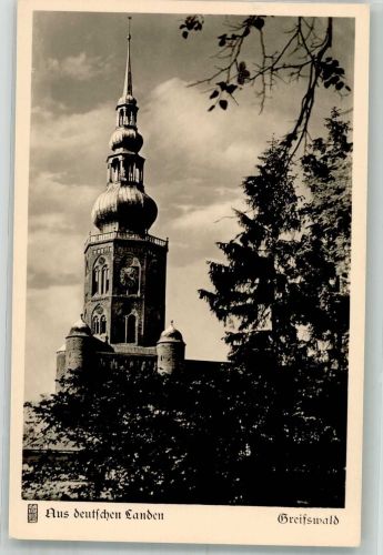 17489 O2200 Greifswald , Hansestadt Foto AK Turm Nicolaikirche