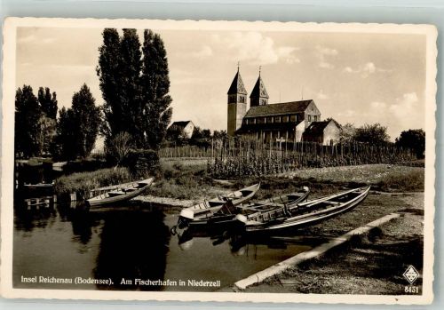 78479 W7752 Reichenau , Baden Foto AK Fischerhafen Niederzell