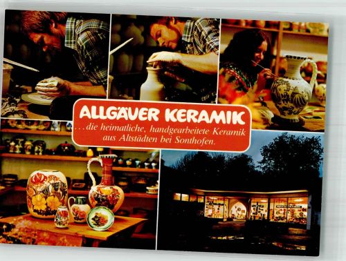 87527 W8972 Altstädten , Allgäu Werbe AK Allgäuer Keramik Fa. Rebstock