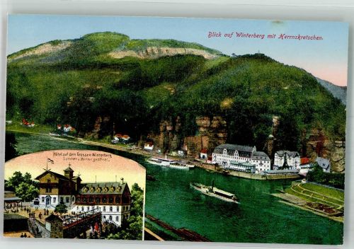 Hrensko Herrnskretschen - Blick auf Winterberg Hotel a.d. gr. Winterberg