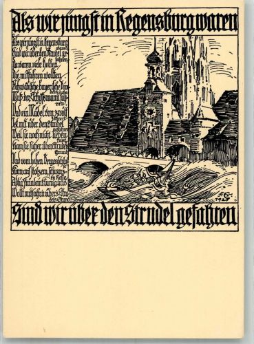 93047 W8400 Regensburg Künstlerkarte sign. Ermer F. Prof. Strudelpostkarte