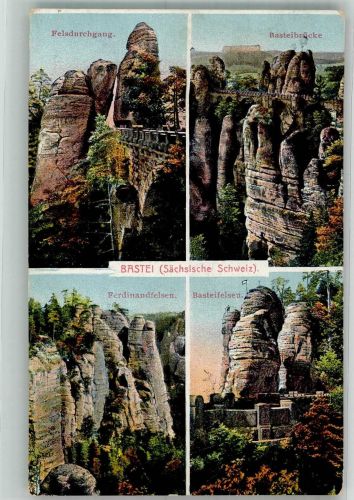 01847 O8351 Bastei 1921 Gebrauchsspuren Felsdurchgang Basteibrücke Ferdinandfelsen
