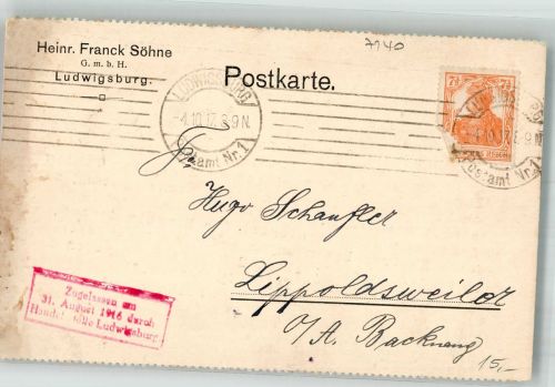 71634 W7140 Ludwigsburg , Württ 1917 - Heinrich Franck Söhne GmbH