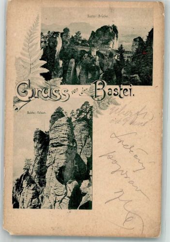 01847 O8351 Bastei 1904 Gebrauchsspuren Bastei-Brücke