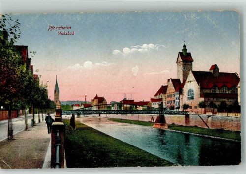 75172 W7530 Pforzheim 1923 Gebrauchsspuren Volkbad
