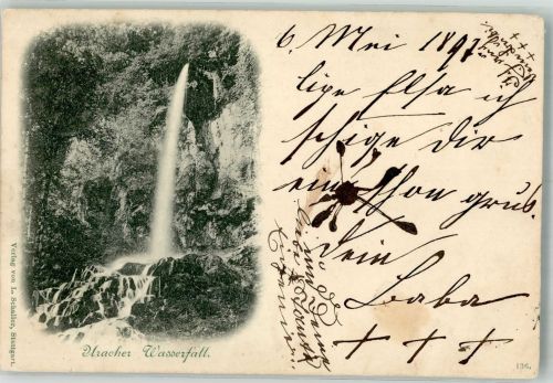 72574 W7432 Urach Bad Urach 1897 Gebrauchsspuren Uracher Wasserfall