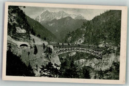 6100 Reith bei Seefeld Foto AK Eisenbahn Schloßbachbrücke Karwendelbahn
