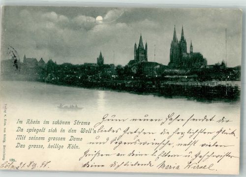 50667 W5000 Köln Deutz 105 1897 - Schiffbrücke Dom Mondschein