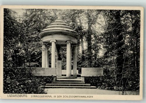 71634 W7140 Ludwigsburg , Württ - Strauss Denkmal in den Schlossgartenanlagen