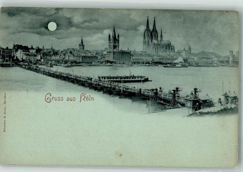 50667 W5000 Köln Deutz 105 - Schiffbrücke Dom Mondschein