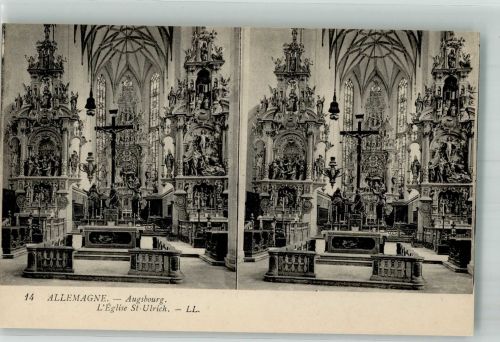 86150 W8900 Augsburg , Bay Stereo AK Kirche St. Ulrich