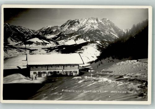 6391 Fieberbrunn 1960 Winter Gasthaus Skihütte Lärchflizhochalpe