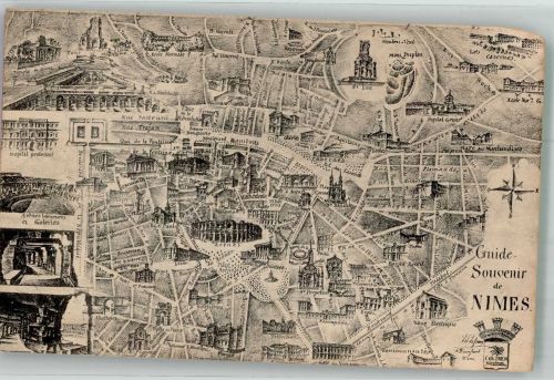 30000 Nimes Gebrauchsspuren Stadtplan Arena