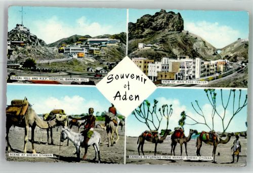 Aden 1966 Gebrauchsspuren Signal Hill R.A.f. Krankenhaus Kaserne Tracht Esel Kamele