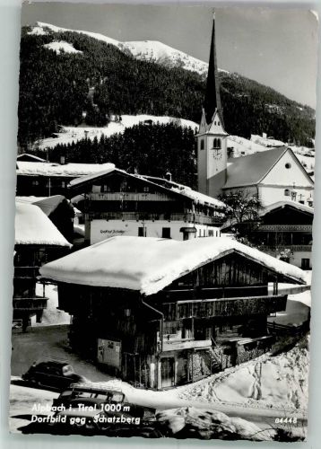 6236 Alpbach 1972 Winter Kirche Auto Dorfbild