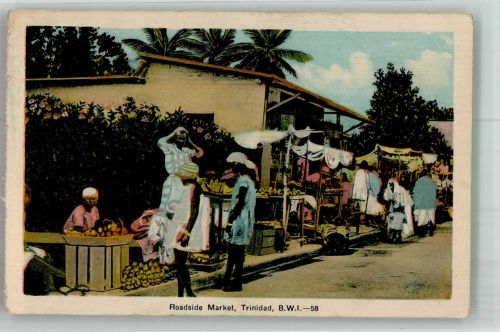 Port of Spain Gebrauchsspuren Marktszene Tracht Karibik
