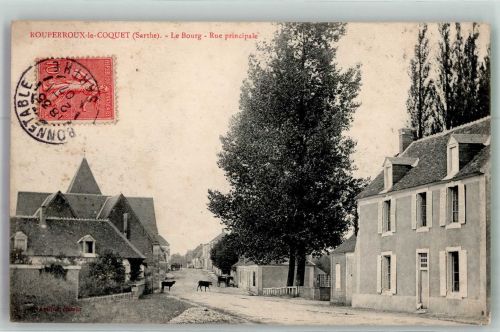 72110 Rouperroux-le-Coquet 1907 Gebrauchsspuren Rue principale Marke bildseitig