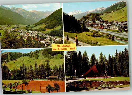 6580 St. Anton am Arlberg 1977 Foto AK Tennis Ortsansicht