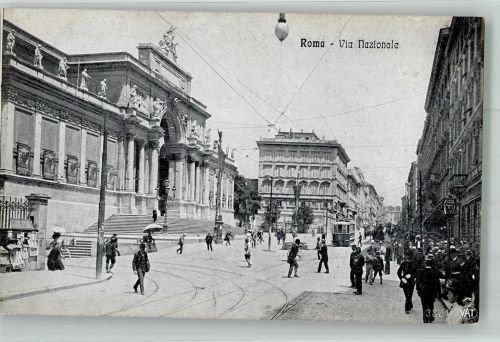 00100 Roma Rom Foto AK Straßenbahn Via Nazionale