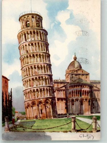 56100 Pisa 1957 Künstlerkarte Denkmal Schiefer Turm