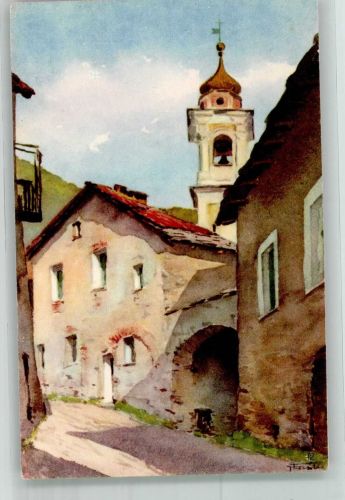 12075 Garessio Borgo Piave Künstlerkarte sign. Fasolis. F. Kirche