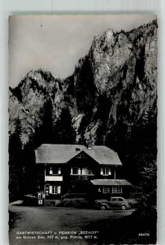 8612 Oberort Foto AK Auto Gasthaus und Pension Seehof Tragöß