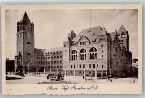 Posen Poznan Foto AK kgl. Schloss Straßenbahn