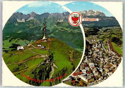 6370 Kitzbühel Foto AK Fersehsender Kitzbüheler Horn Fliegeraufnahme alpenhaus