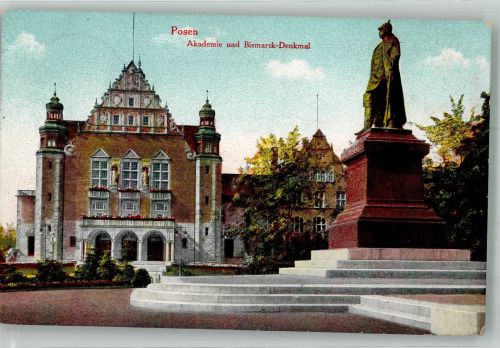 Posen Poznan 1915 Foto AK Denkmal Bismarck Akademie Feldpost WK I