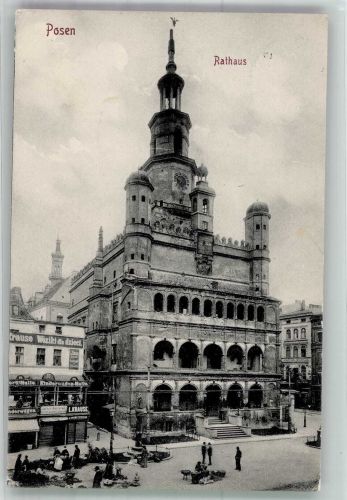 Posen Poznan 1905 Foto AK Marktszene Rathaus