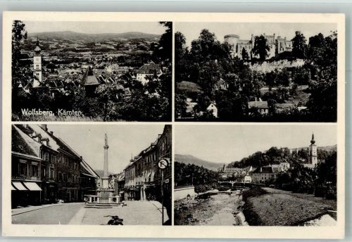 9400 Wolfsberg 1956 Foto AK Schloss Denkmal Säule Kirche